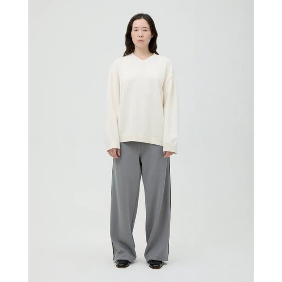 The Fringes V-Neck Cotton Knit Sweater in Ivory - Picture 3 of 5